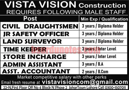 Vista Vision Construction Jobs 2025