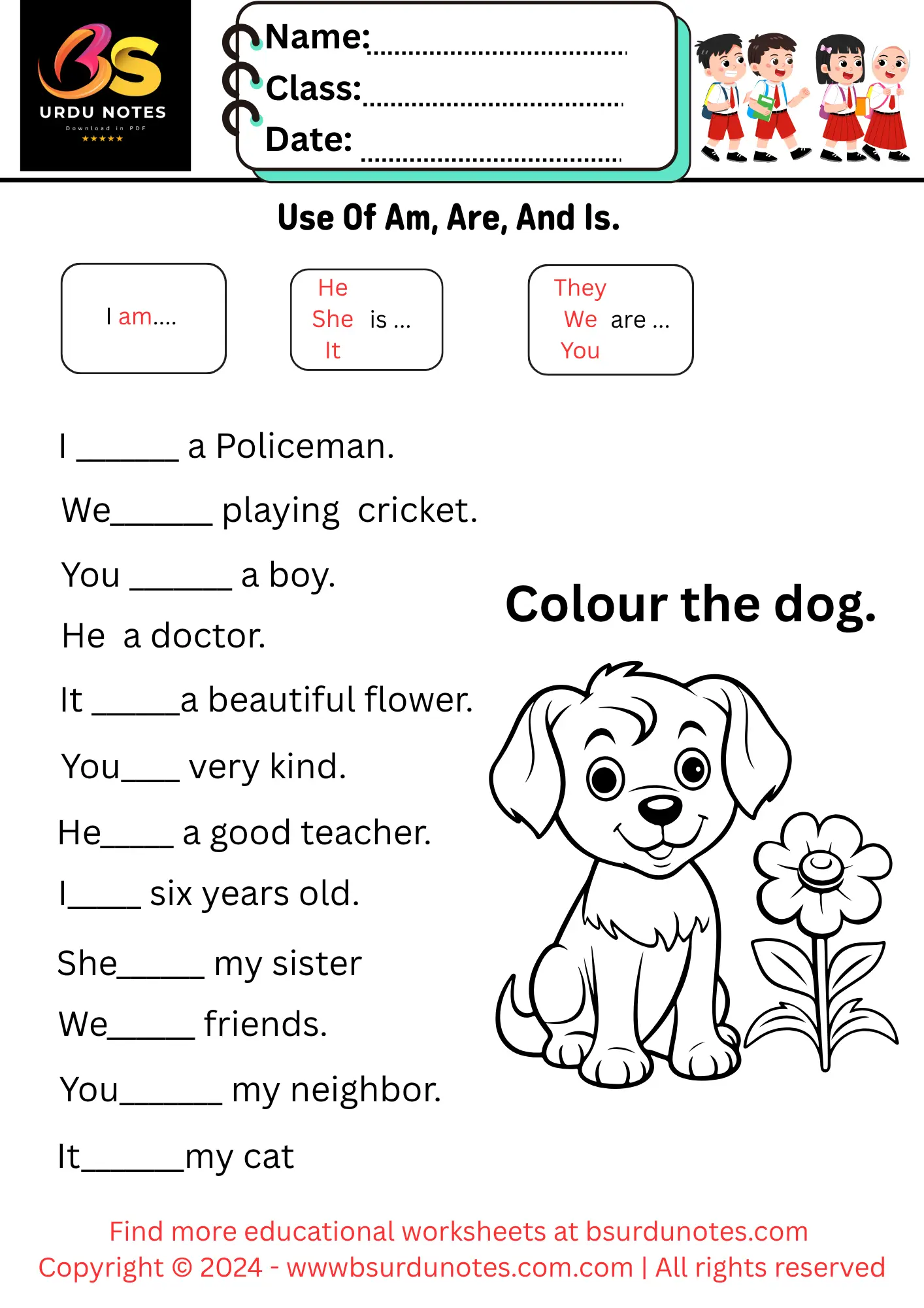 1 Easy Worksheet to Teach Am, Is, and Are