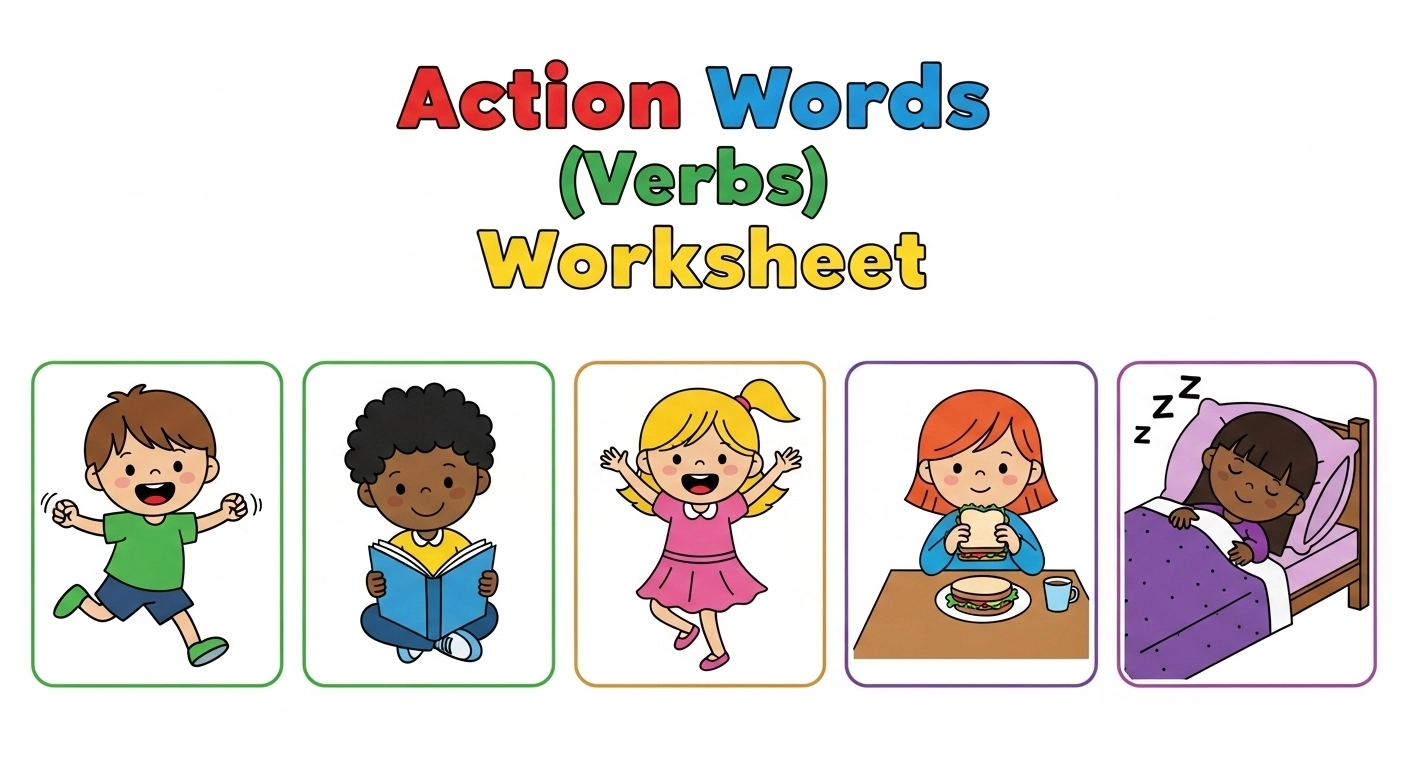 1 Fun Worksheet on Action Words for Nursery Kids