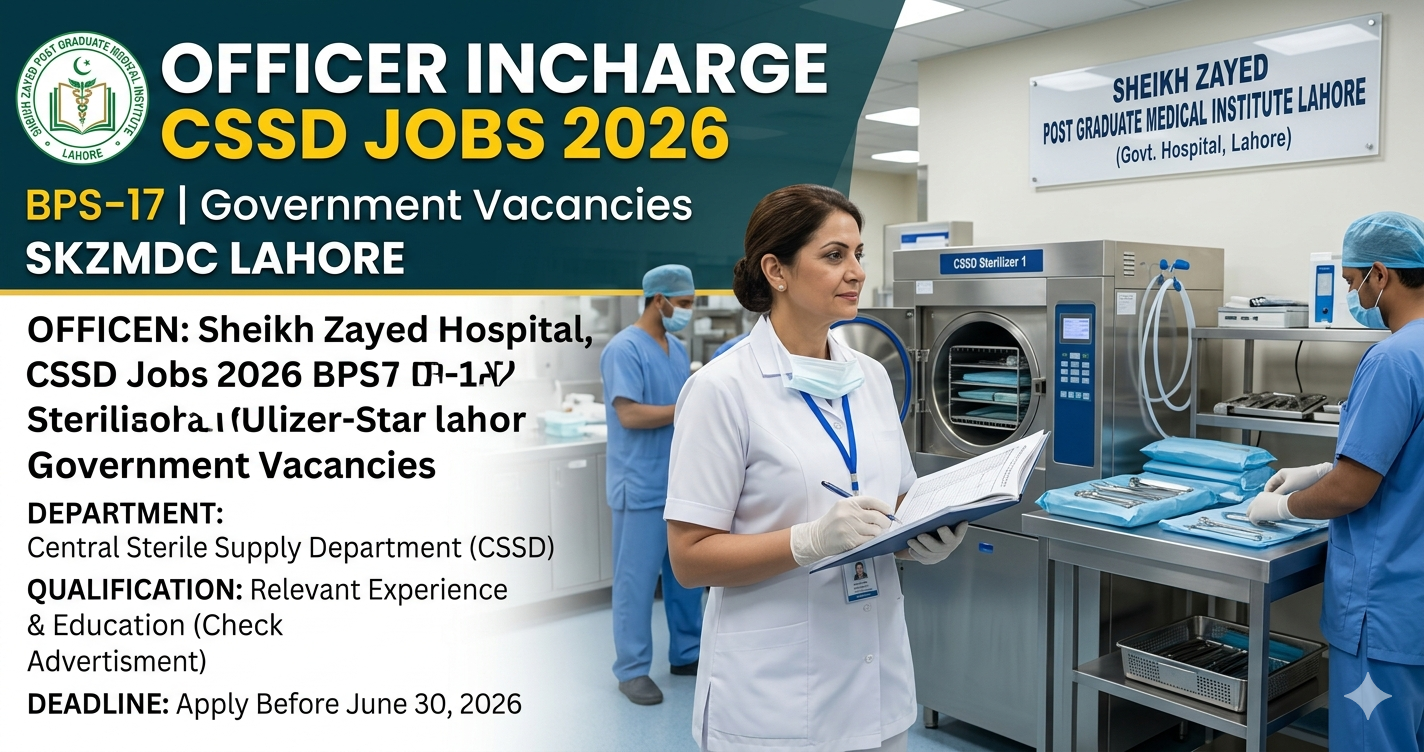 Officer Incharge CSSD Jobs 2026