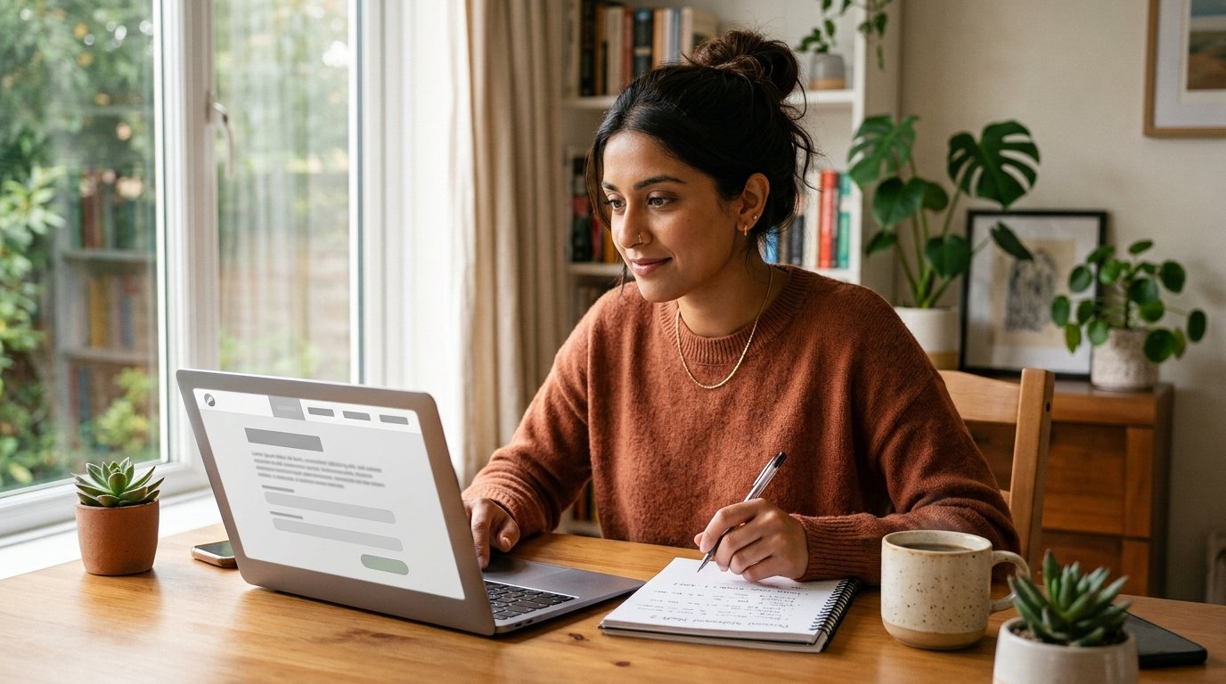 DAAD EPOS Scholarship 2027 applicant completing a German university application at a home desk
