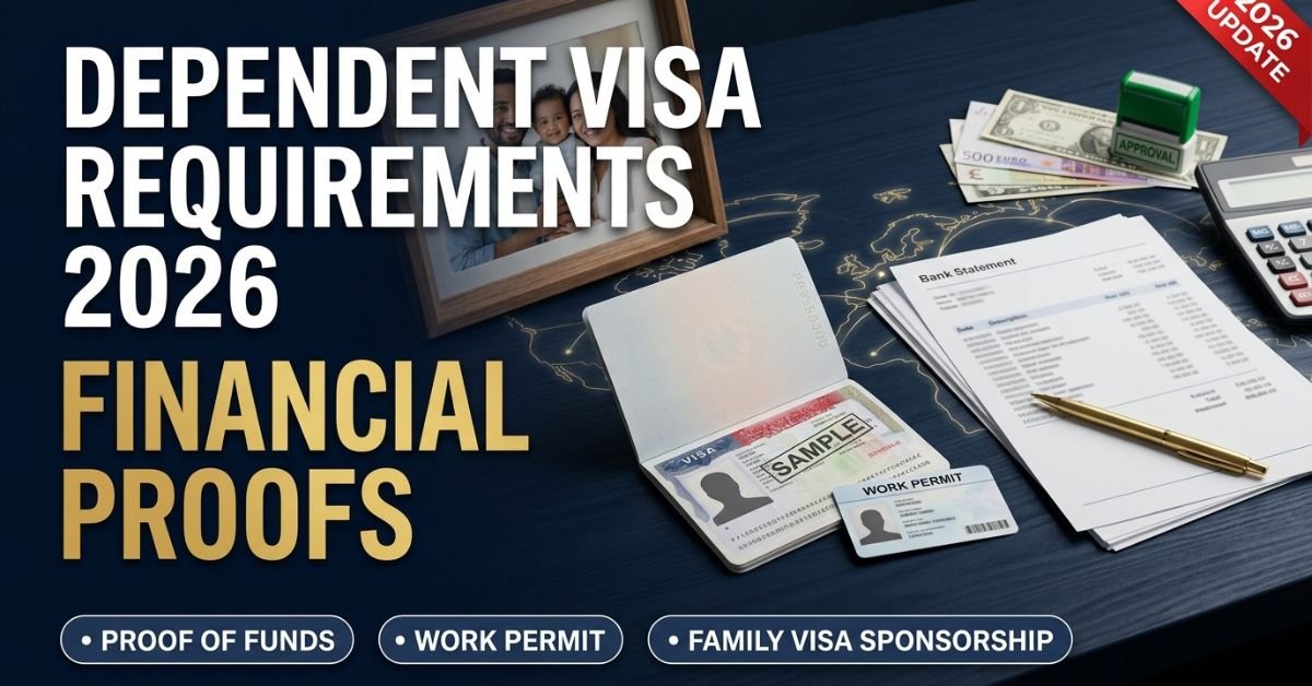 dependent visa requirements 2026 financial proofs with visa, work permit and bank statement