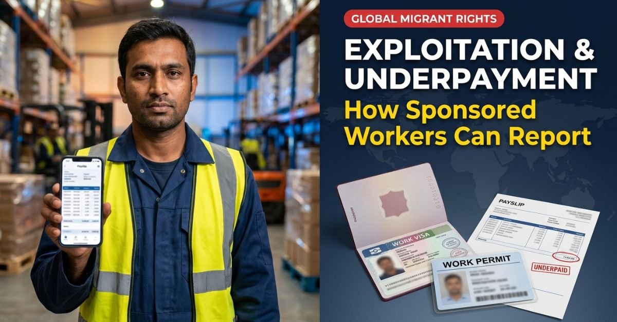 Sponsored worker holding work visa and work permit, guide on reporting exploitation and underpayment