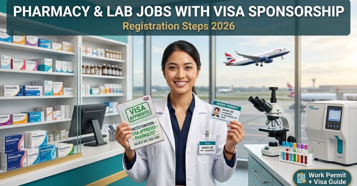 pharmacy and laboratory with visa sponsorship registration steps with visa and work permit