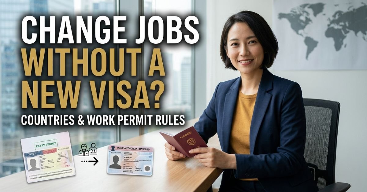 Countries that allow job switching without new visa: worker reviewing a generic work permit