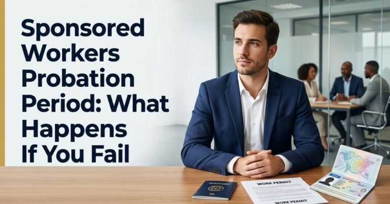 Sponsored workers probation period: employee reviewing a job letter beside a passport